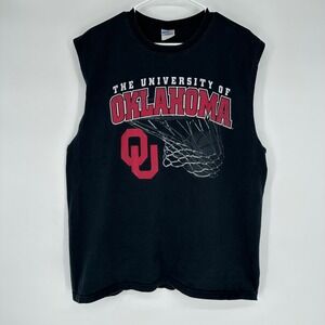Vintage Y2K University of Oklahoma Sooners Basketball Muscle Black Shirt XL Mens